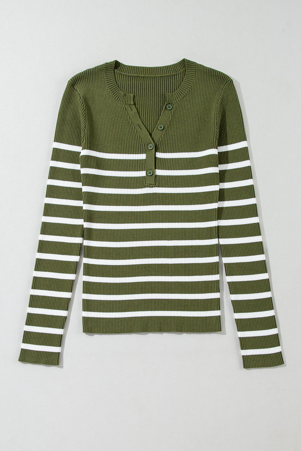 Striped Contrast Long Sleeve Knit Top