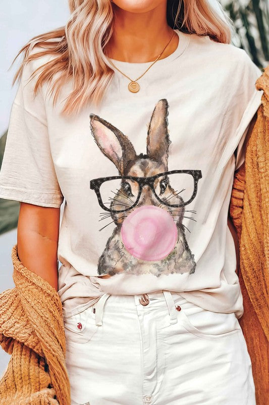 BUBBLE GUM BUNNY WITH GLASSES Graphic T-Shirt