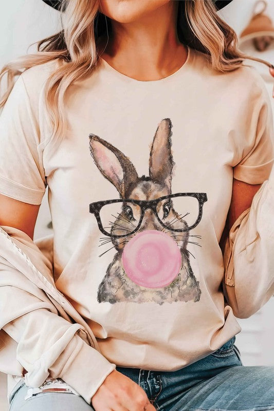 BUBBLE GUM BUNNY WITH GLASSES Graphic T-Shirt