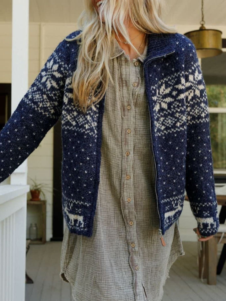 Winter Wonderland Zip Up Long Sleeve Cardigan