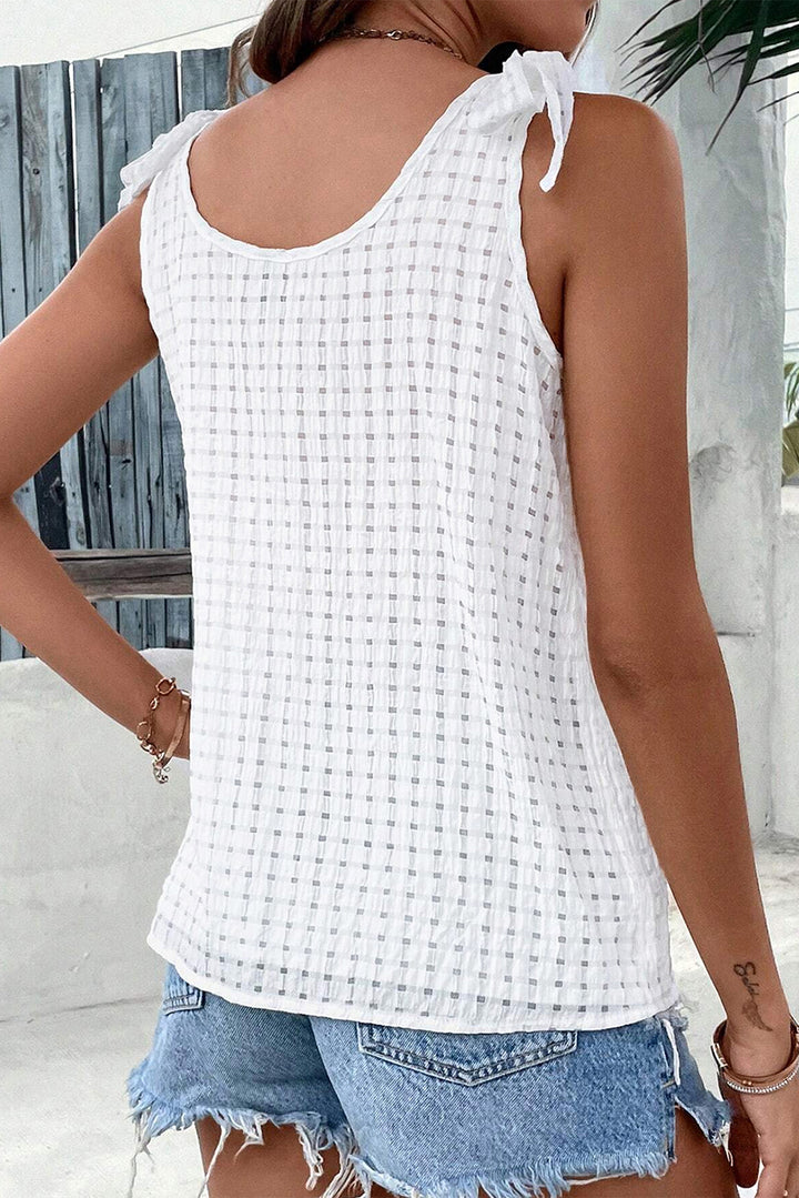 Tied V-Neck Wide Strap Tank