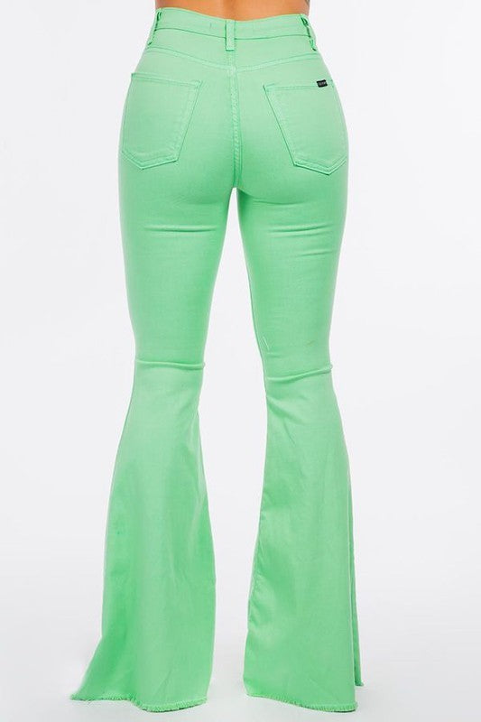 Bell Bottom Jean in Lime