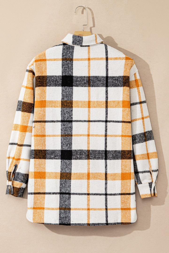 Plaid Snap Down Collared Neck Shacket