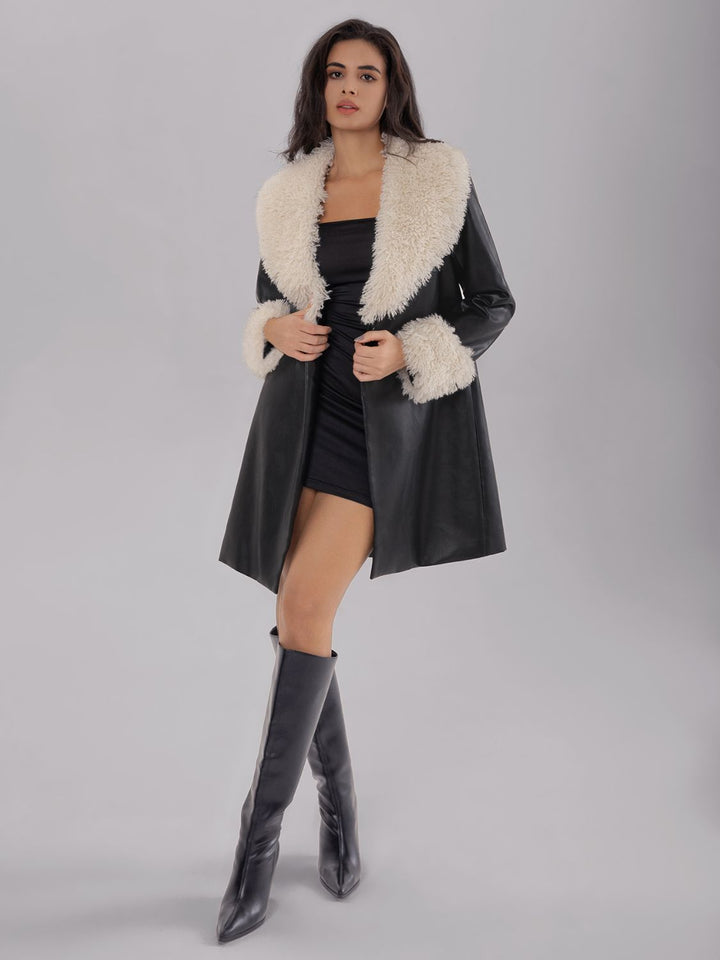 Fuzzy Long Sleeve Longline Coat