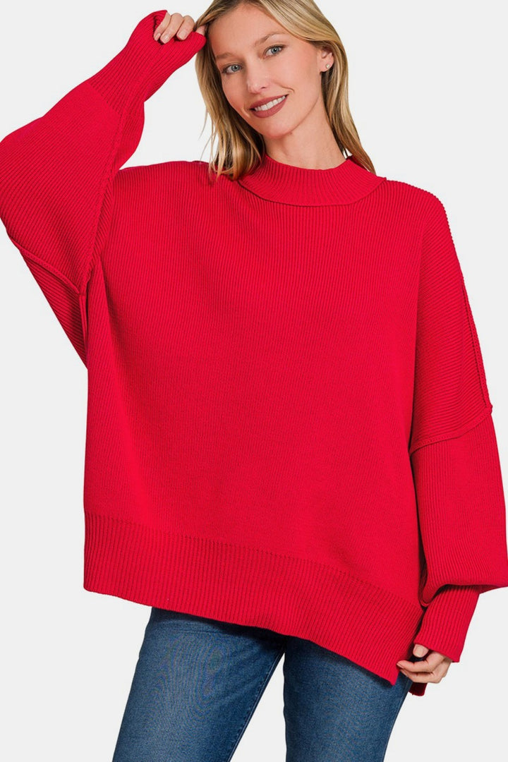 Zenana Side Sit Oversize Sweater