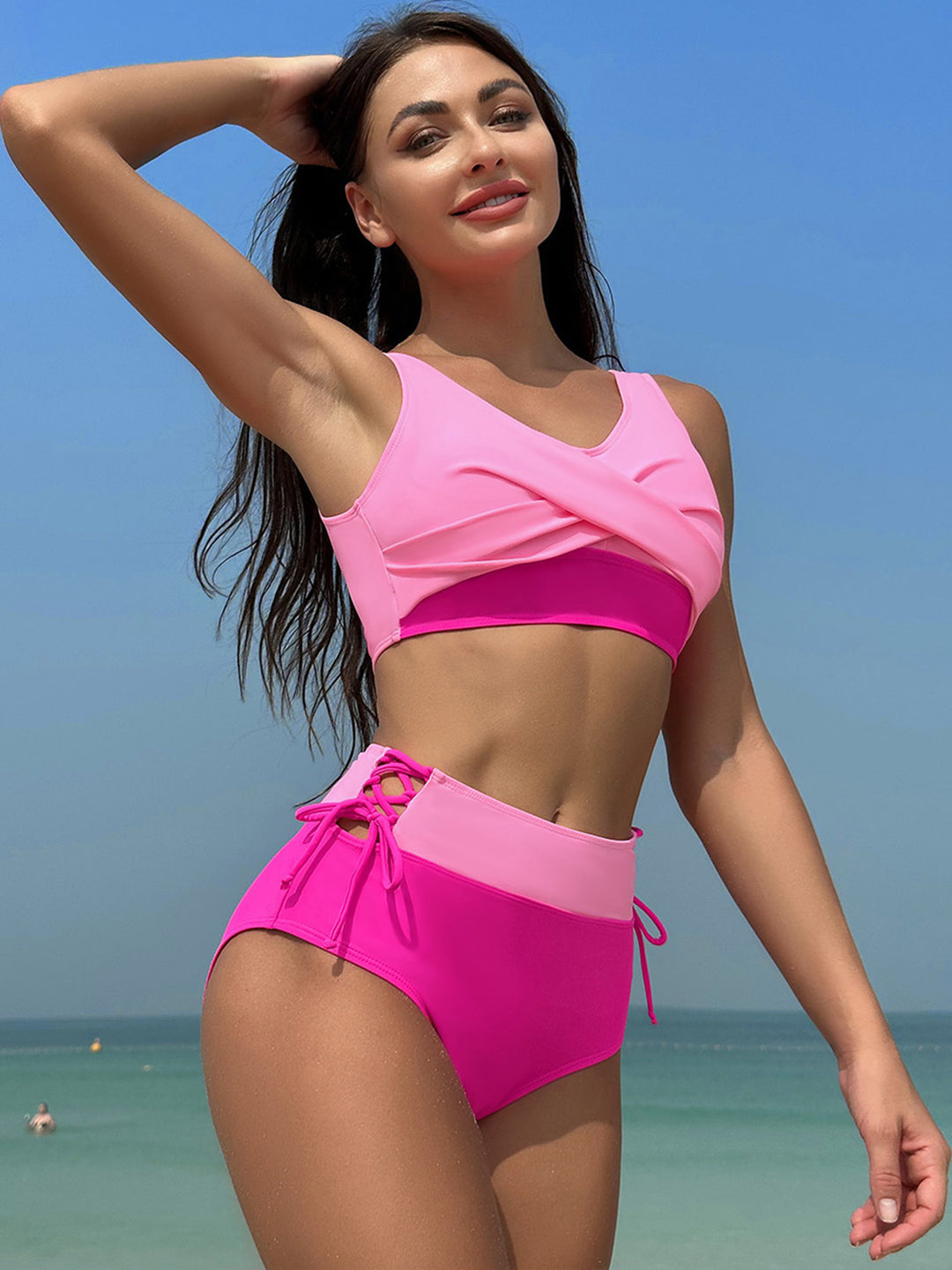 Ruched Wide Strap Two-Piece Swimwear