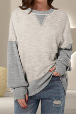 Contrast Round Neck Long Sleeve Sweatshirt
