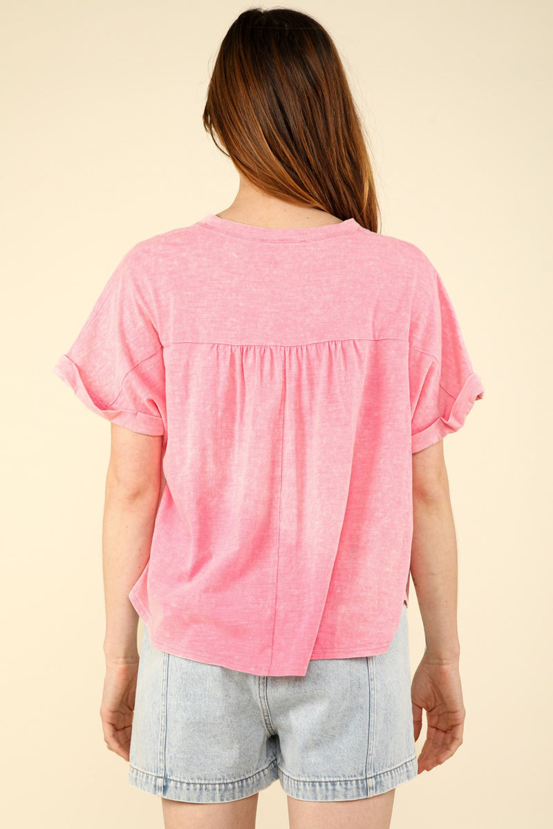 VERY J Nochted Short Sleeve Washed T-Shirt