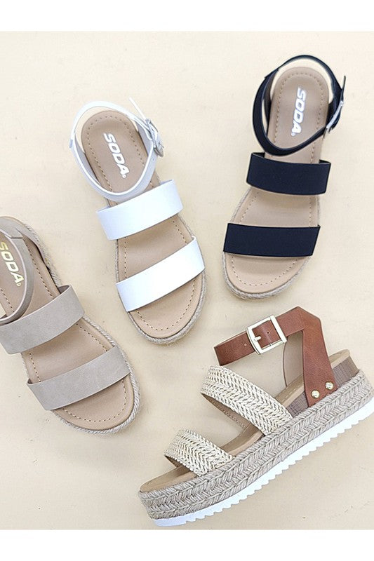 OPEN TOE ANKLE STRAP ESPADRILLE CASUAL SANDALS