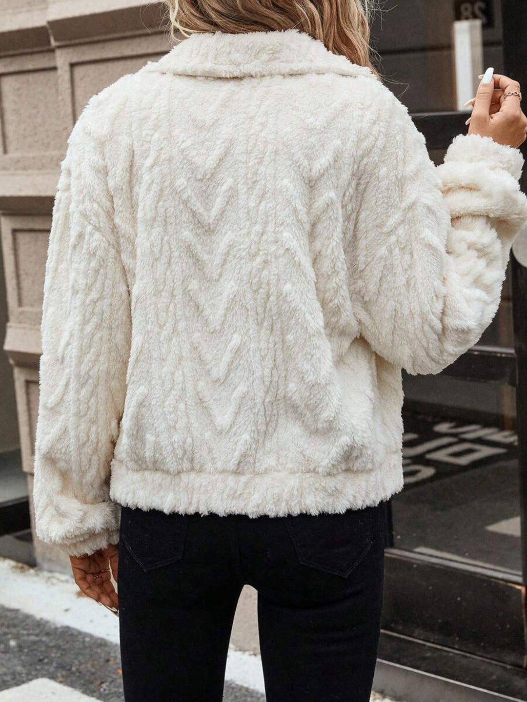 Button Up Long Sleeve Fuzzy Outerwear