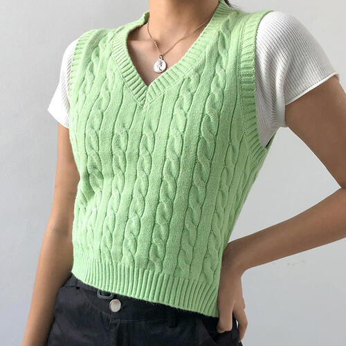 Cable-knit V-Neck Sweater Vest