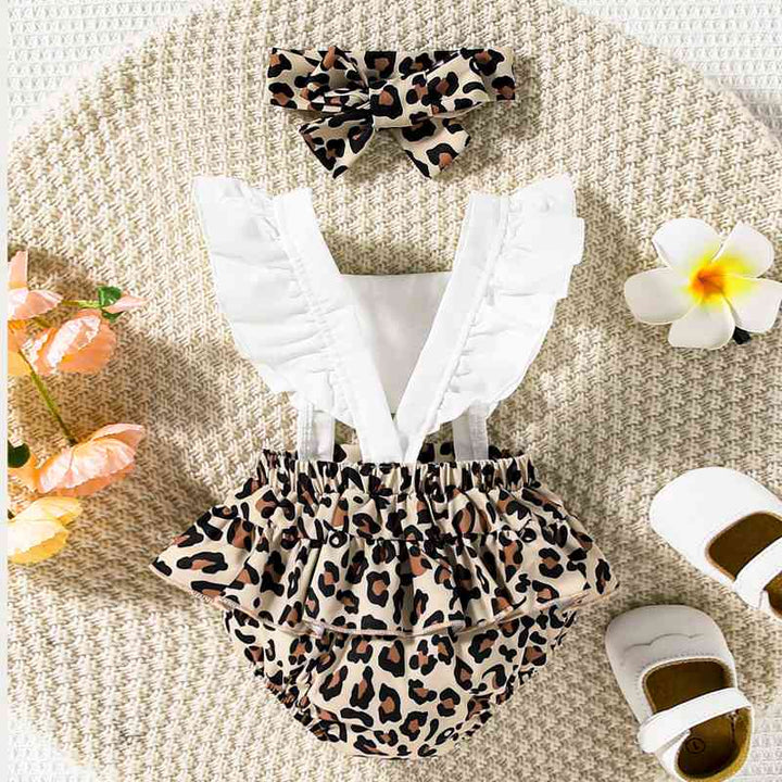 Leopard Print Cutout Square Neck Romper