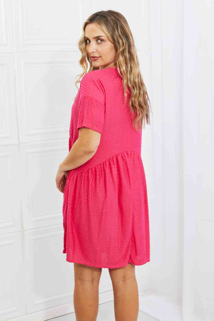 BOMBOM Another Day Swiss Dot Casual Dress in Fuchsia