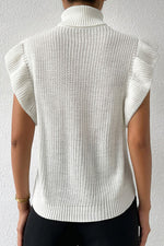 Cable-Knit Turtleneck Cap Sleeve Sweater