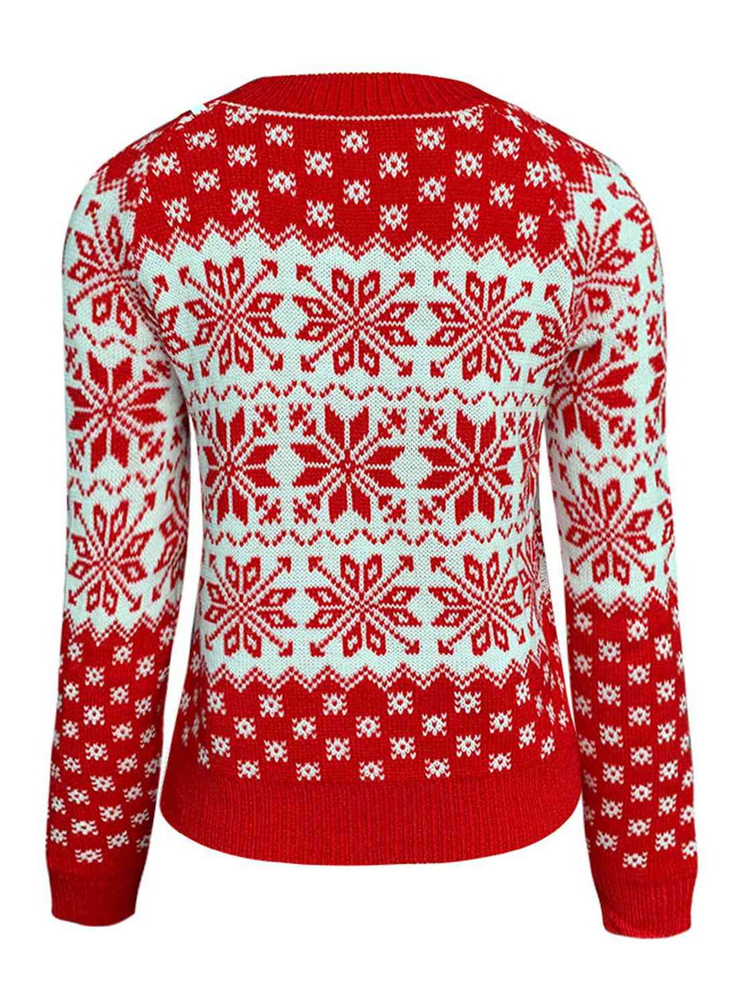 Snowflake Round Neck Long Sleeve Sweater