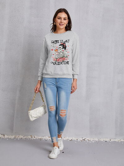 COFFEE IS MY VALENTINE Round Neck Sweatshirt