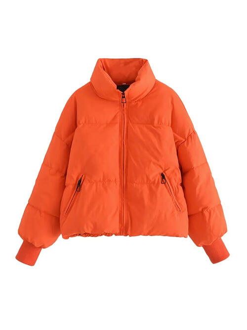 Zip Up Drawstring Winter Coat with Pockets