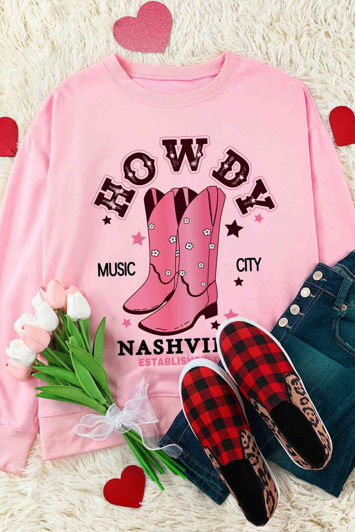 Cowboy Boots Graphic Dropped Shoulder Sweatshirt