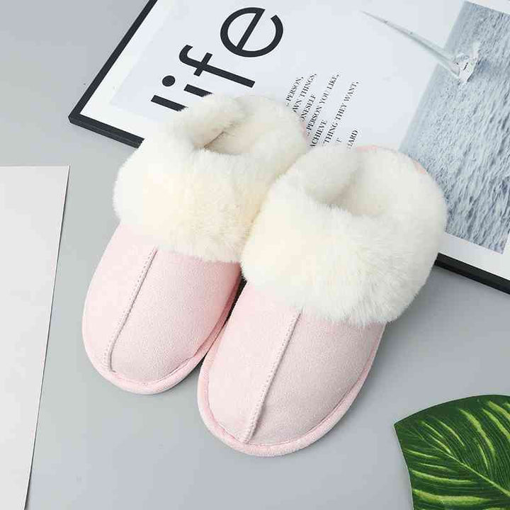 Faux Suede Center Seam Slippers