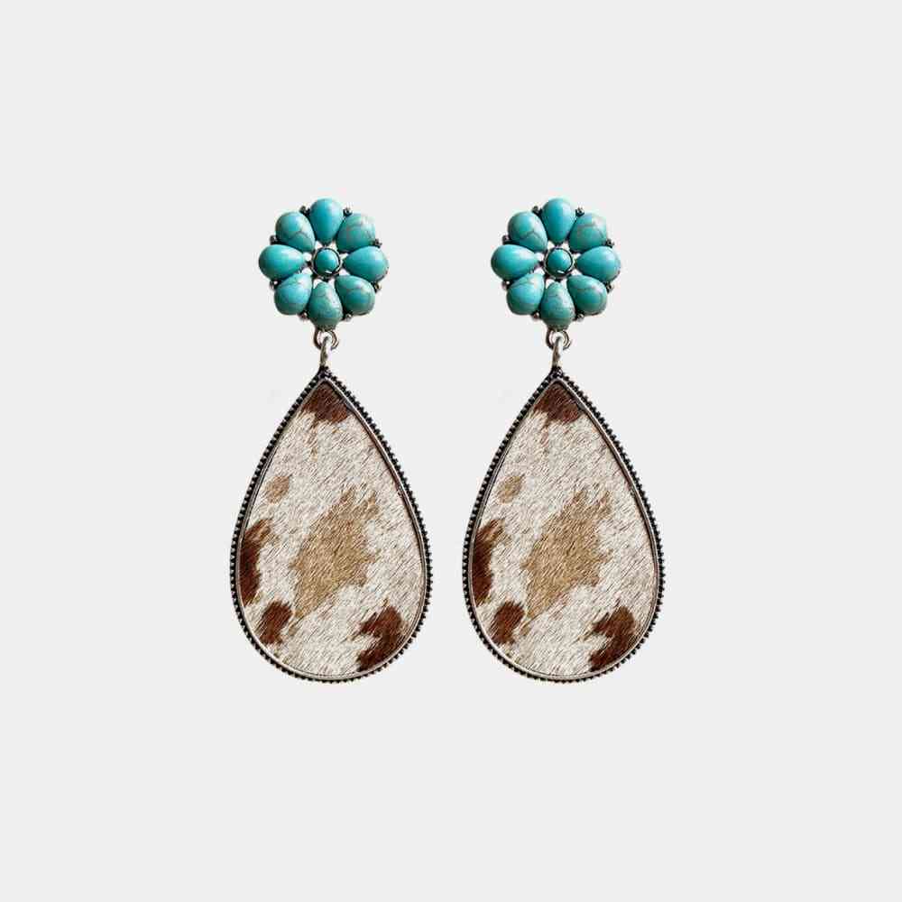 Turquoise Flower Teardrop Earrings