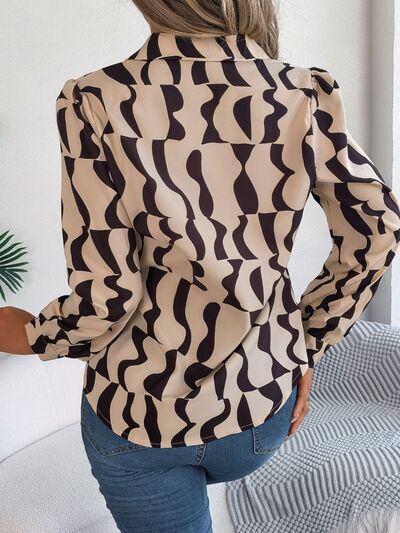 Printed Button Up Long Sleeve Shirt