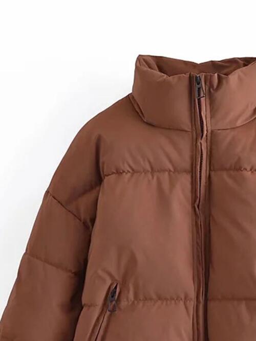 Zip Up Drawstring Winter Coat with Pockets