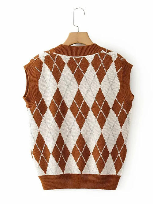 Geometric V-Neck Sweater Vest