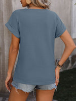 Cable-Knit Round Neck Short Sleeve T-Shirt
