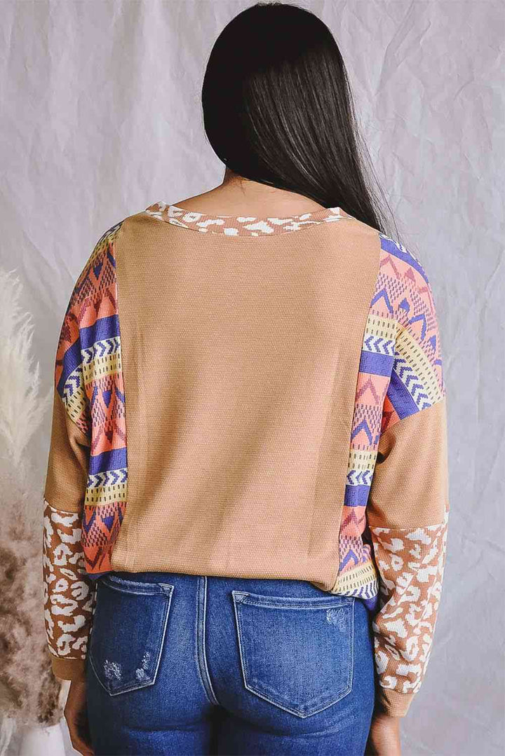 Printed Round Neck Long Sleeve T-Shirt