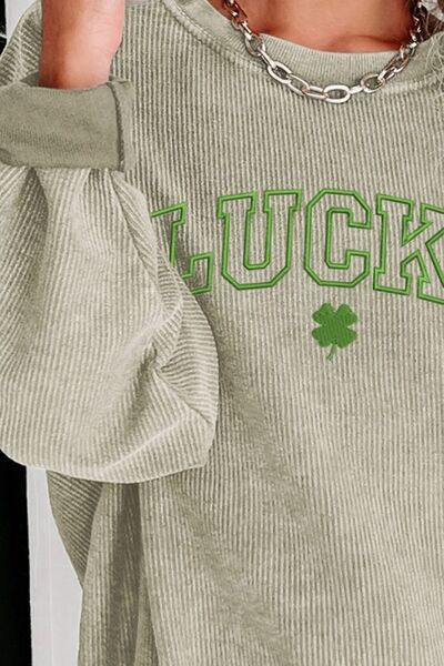 LUCKY Round Neck Dropped Shoulder Sweatshirt