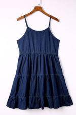 Spaghetti Strap Tiered Denim Dress