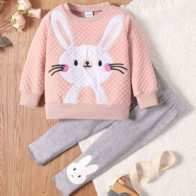 Girls Rabbit Graphic Top and Pants Set