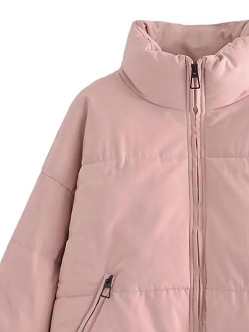 Zip Up Drawstring Winter Coat with Pockets