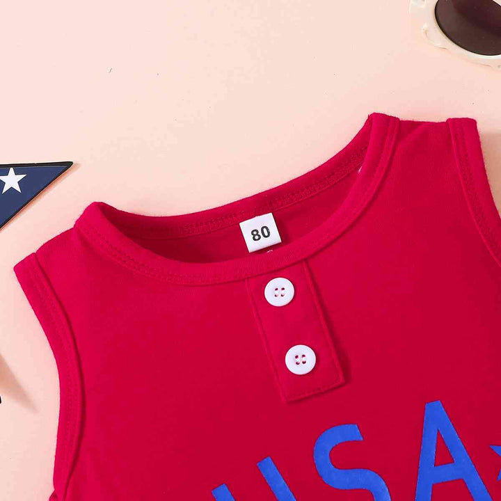 Kids USA Graphic Tank and Star and Stripe Shorts Set