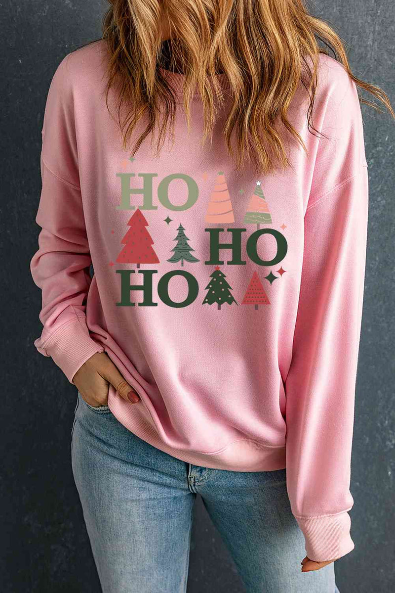 Christmas Tree Graphic Dropped Shoulder Sweatshirt