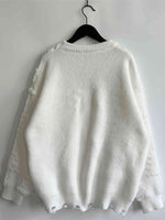 Pearl Detail Round Neck Long Sleeve Sweater