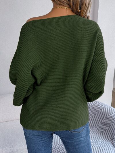 One-Shoulder Lantern Sleeve Sweater