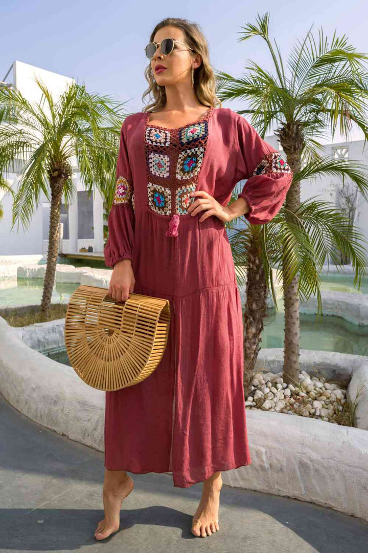 Bohemian Graphic Front Split Dress