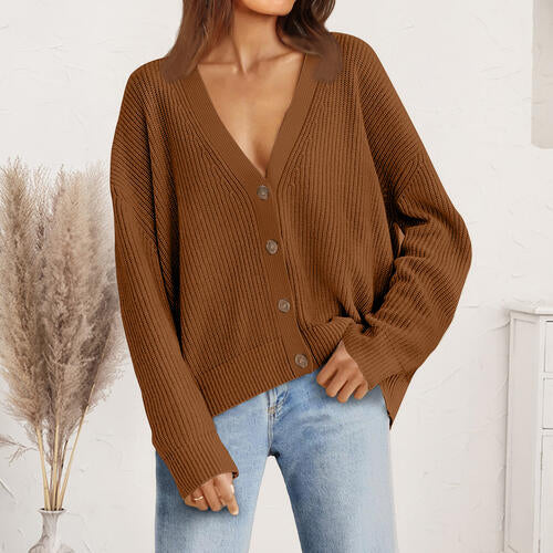 V-Neck Button Front Cardigan