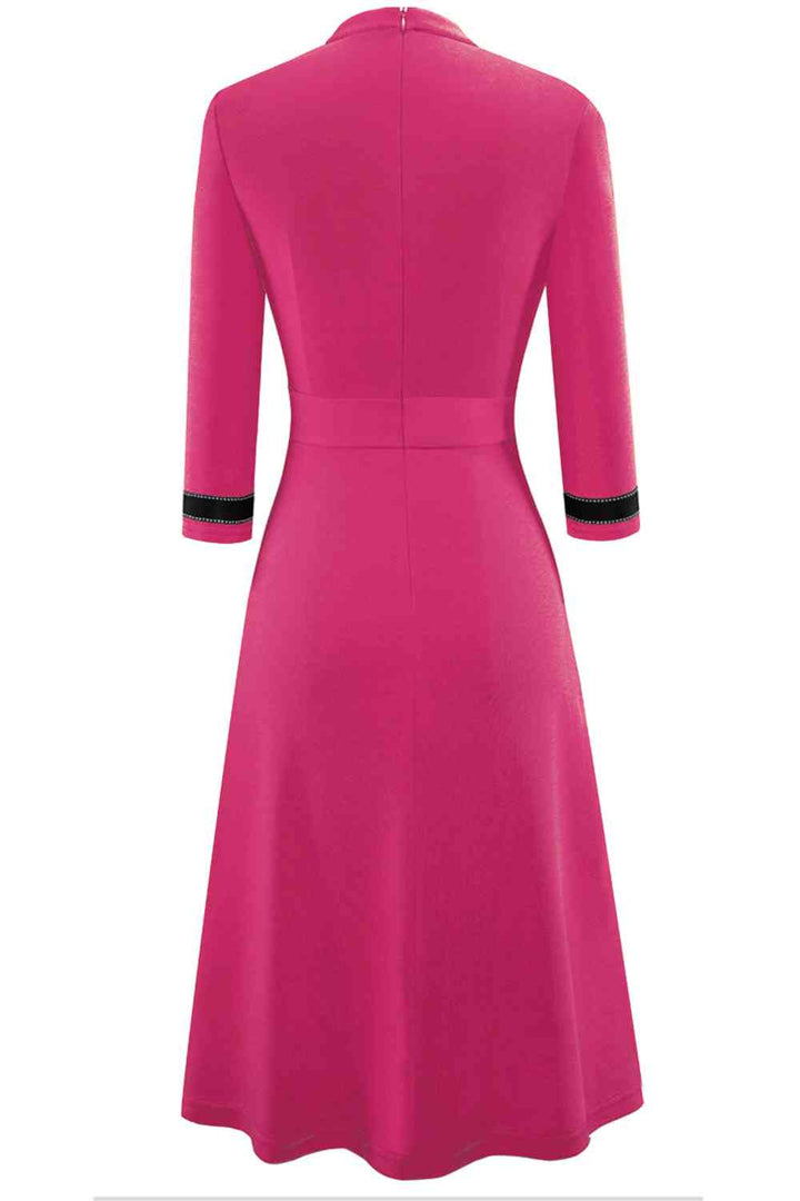 Round Neck Three-Quater Sleeve Dress