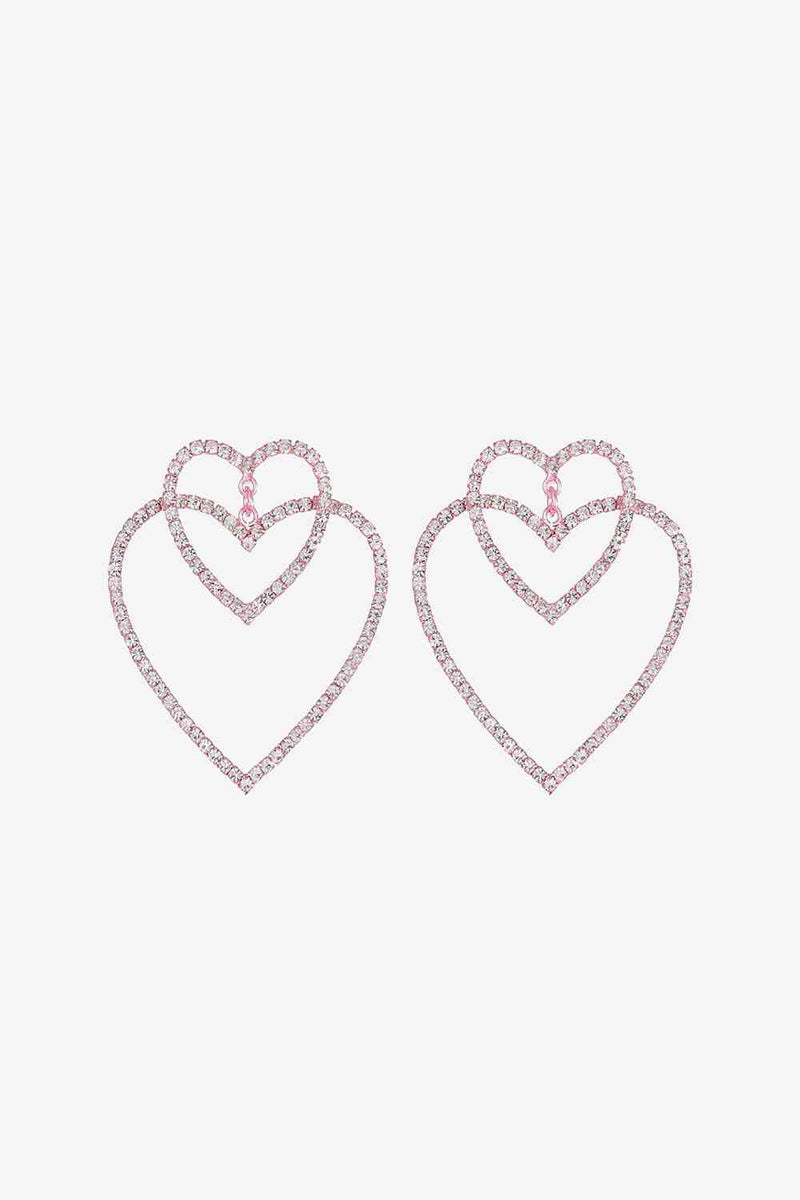 Glass Stone Decor Heart Copper Earrings