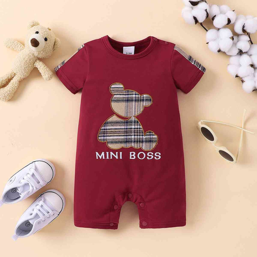 Plaid Bear Graphic MINI BOSS Graphic Jumpsuit