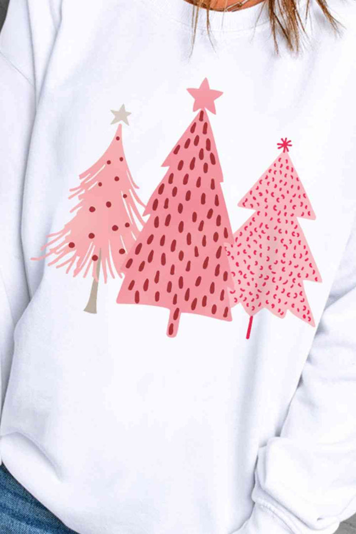 Christmas Tree Graphic Long Sleeve Sweatshirt