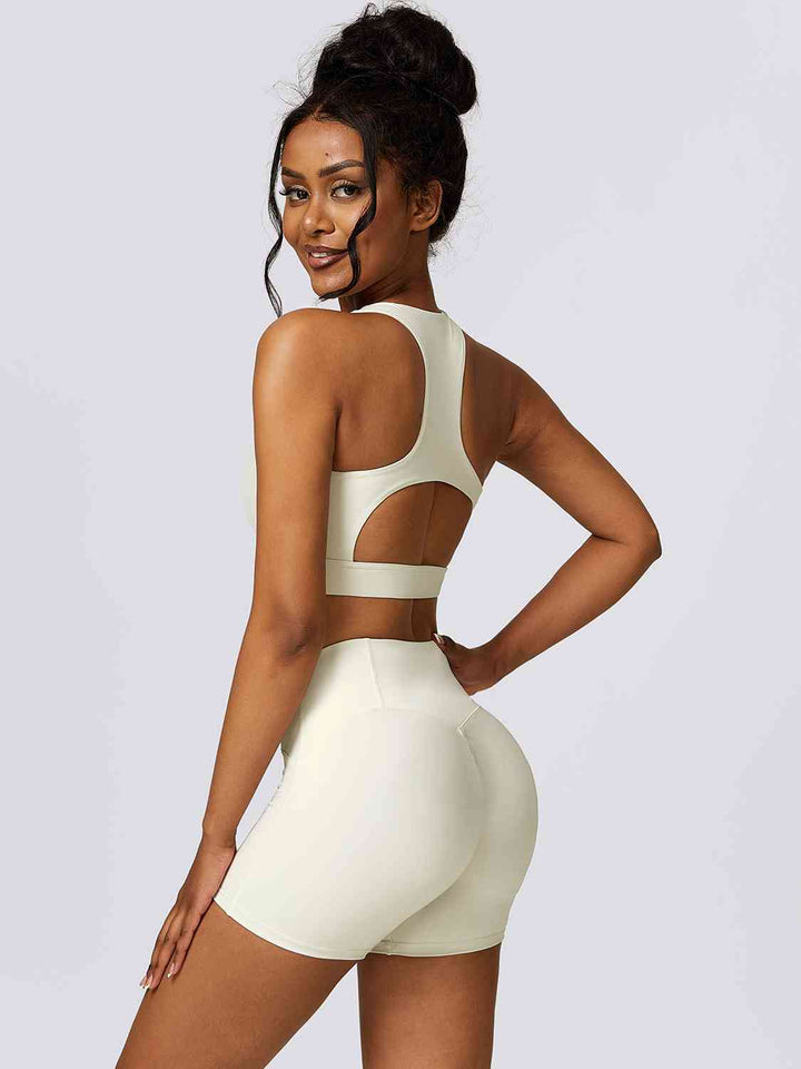 Cutout Cropped Sport Tank and Shorts Set