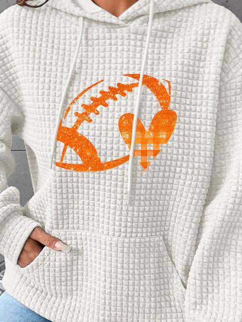 Full Size Football Graphic Drawstring Hoodie