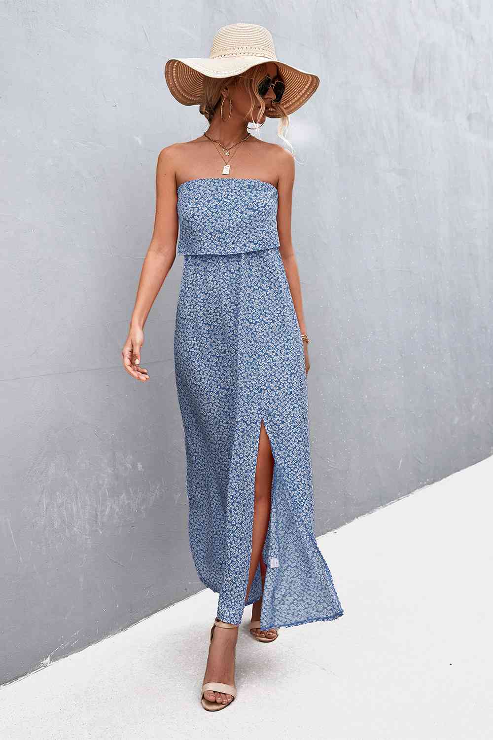 Strapless Split Maxi Dress