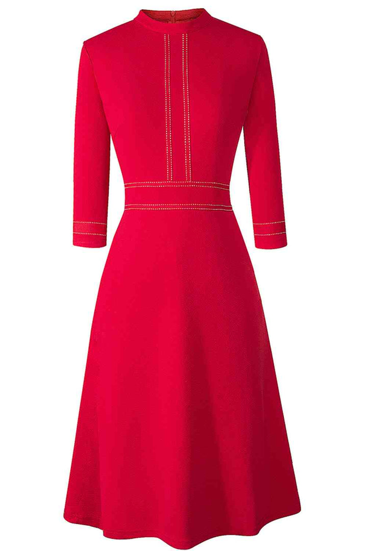 Round Neck Three-Quater Sleeve Dress