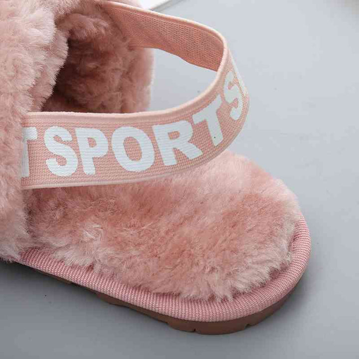 Faux Fur Open Toe Slippers