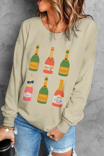 Graphic Round Neck Dropped Shoulder Sweatshirt