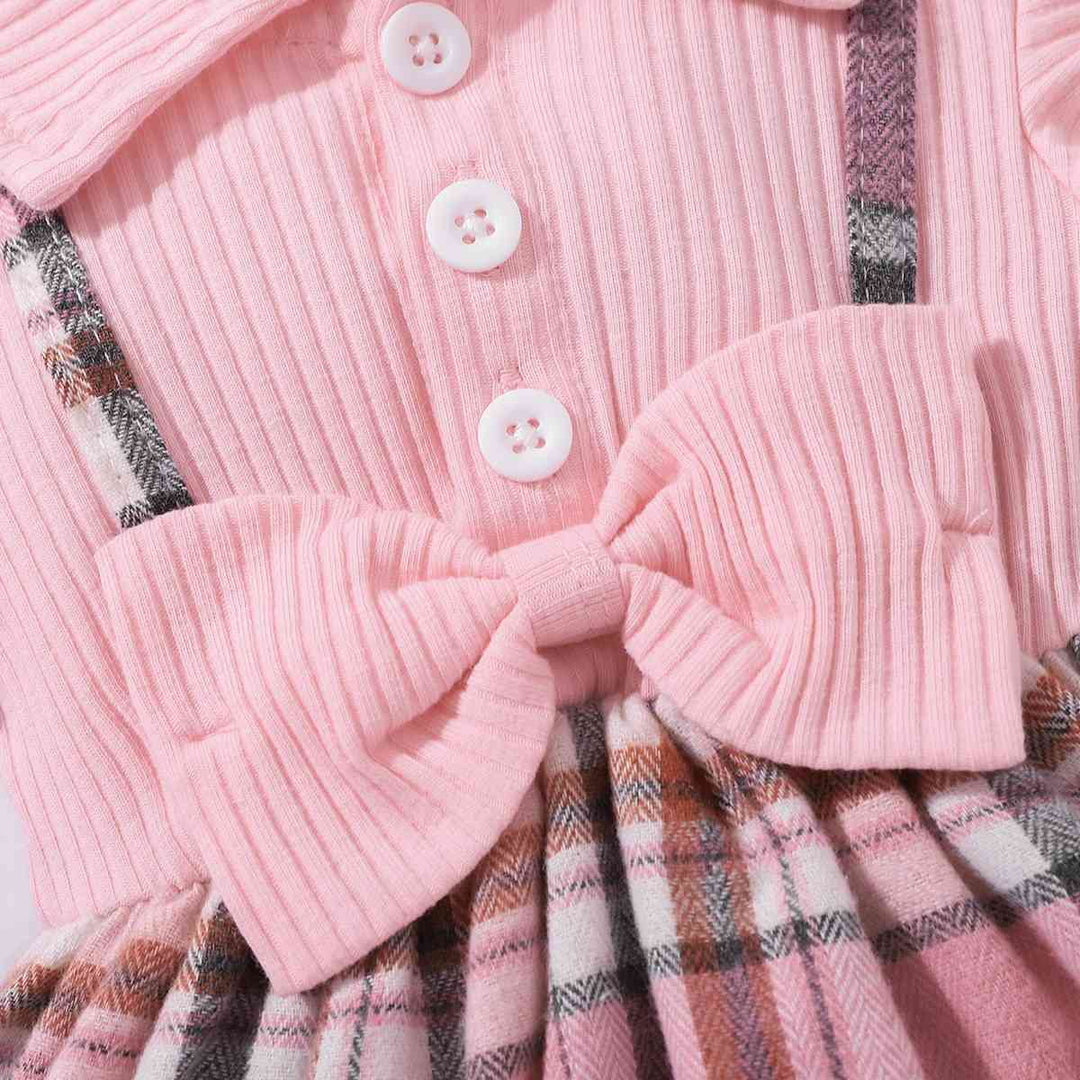 Baby Girl Plaid Collared Bow Detail Dress